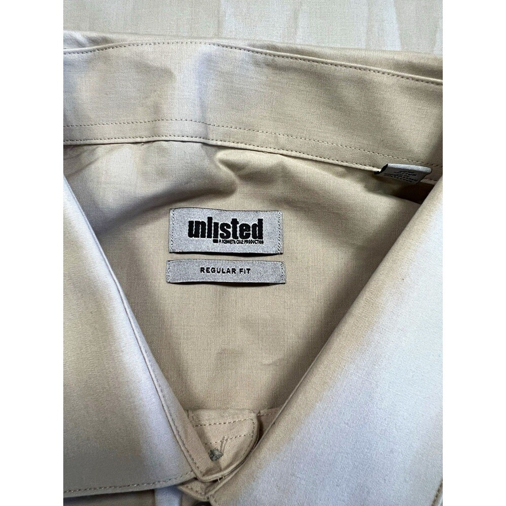 Unlisted Men's Dress Shirt Almond Solid Regular Fit 17-17.5 34/35 XL